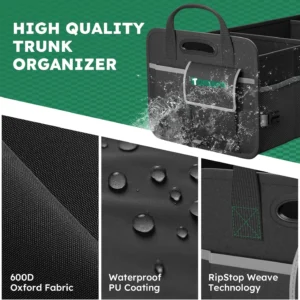 Heavy-Duty Trunk Organizer & Multi-Compartment Storage Box for SUV/Sedan/Minivan,600D Waterproof Oxford,2 Securing Hooks & Reflective Strips-Large Capacity Organiser(92L) view 7