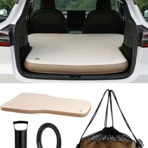 Inflatable Tesla Model Y Mattress with Pump & Storage Bag | 4“ Thick,Drop-Stitch PVC,Fast 2Min Inflation,Adjustable Firmness,Dual Leak-proof Valve,Waterproof,Portable,Custom Fit