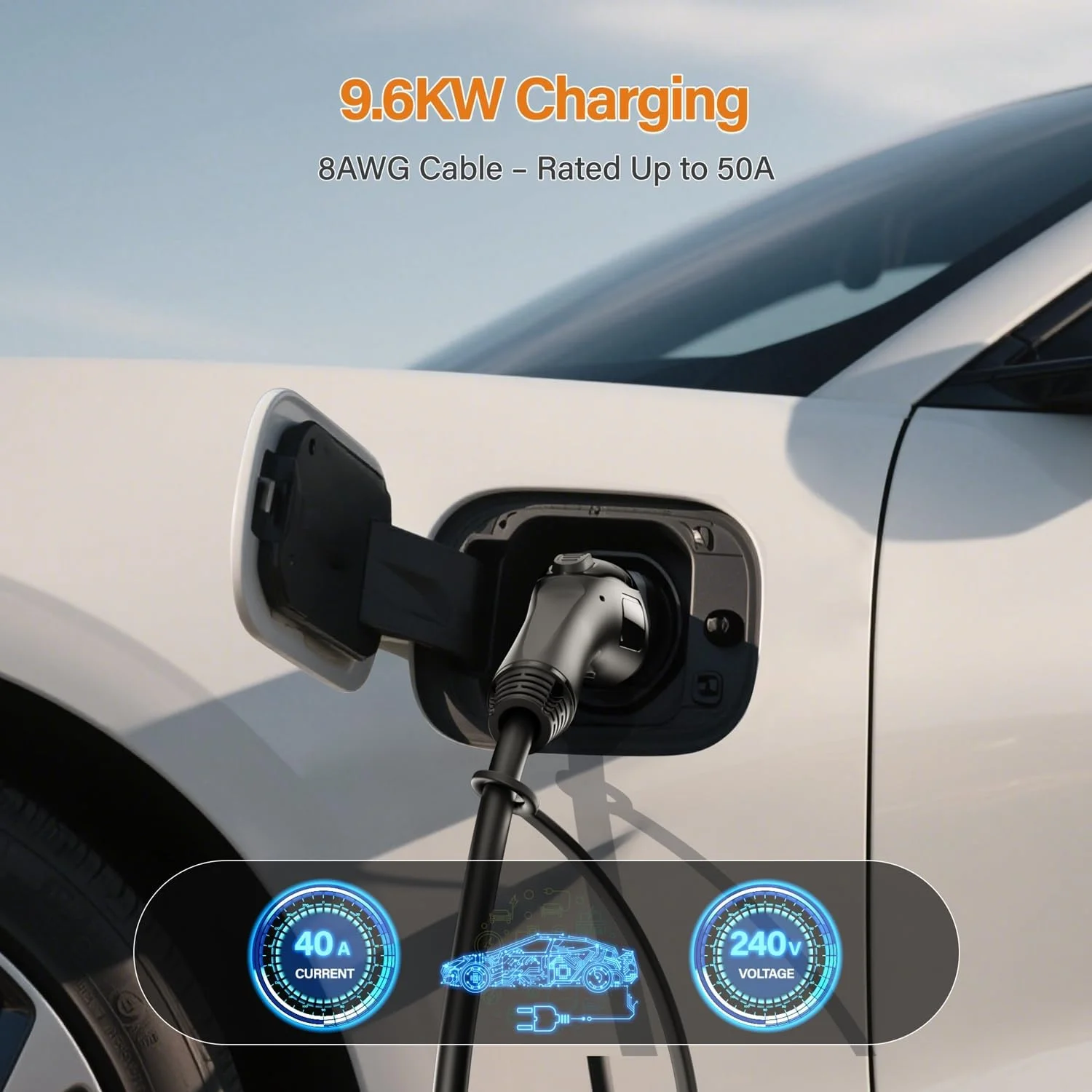 EV extension cord in use