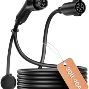 J1772 EV Extension Cable 20ft,40A Safe Continuous 9.6KW Charging,Compatible with All J1772 Level 1/2 Chargers & EVs (20FT 40A)