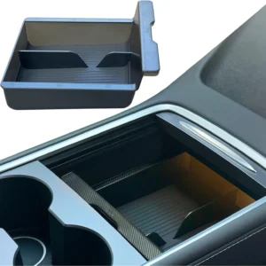 JVMA Backlit Clarity Center Console Organizer Tray Slide PC Upgrade | for Tesla Model Y 2021-2024 and Tesla Model 3 2021 2022 2023 Accessories 3 Carbon Edition view 1