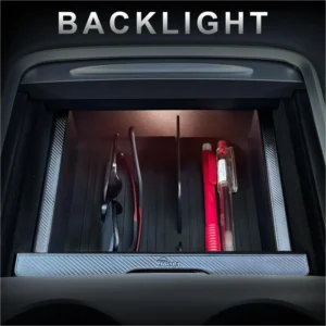 JVMA Backlit Clarity Center Console Organizer Tray Slide PC Upgrade | for Tesla Model Y 2021-2024 and Tesla Model 3 2021 2022 2023 Accessories 3 Carbon Edition view 3