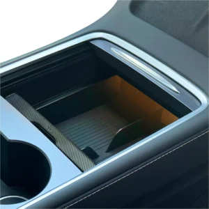 JVMA Backlit Clarity Center Console Organizer Tray Slide PC Upgrade | for Tesla Model Y 2021-2024 and Tesla Model 3 2021 2022 2023 Accessories 3 Carbon Edition view 4