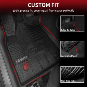 LASFIT Floor Mats and Trunk Mat for Ford Mustang Mach-E 2026 2025 2024 2023 2022 2021 (Cargo Floor in Top Position) All Weather TPE Car Liners, 1st & 2nd Row & Cargo Liner, 4pcs Black view 3