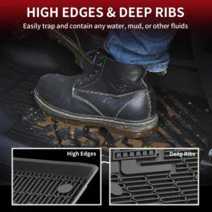 LASFIT Floor Mats and Trunk Mat for Ford Mustang Mach-E 2026 2025 2024 2023 2022 2021 (Cargo Floor in Top Position) All Weather TPE Car Liners, 1st & 2nd Row & Cargo Liner, 4pcs Black view 4