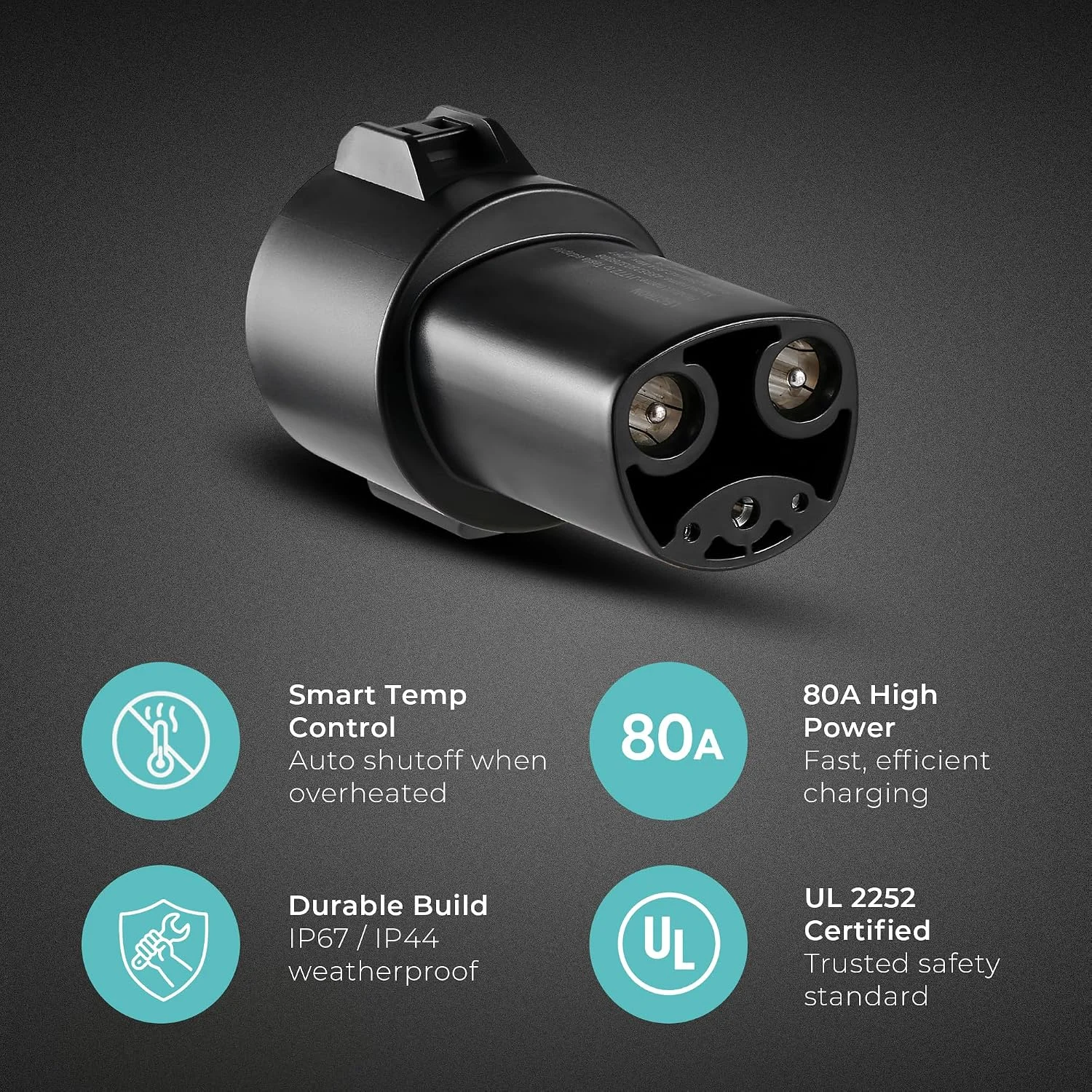 Lectron EV charging adapter resisting water and dust (IP67 rating)