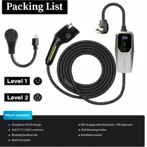 Level 1 & 2 EV Charger, 32 Amp Portable Electric Car Charger, UL Listed EVSE with J1772 Connector, NEMA 14-50 Plug & 5-15 Adapter, 25FT, for J1772 EVs and PHEVs view 5