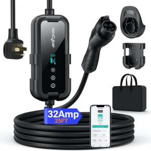 Level 2 EV Charger 32Amp with WiFi APP/Plug-Play, 240V NEMA 14-50P Plug, 25FT Cable with ETL Certified, Portable Electric Vehicle Charging Stations EVSE J1772 Connector (32) view 1