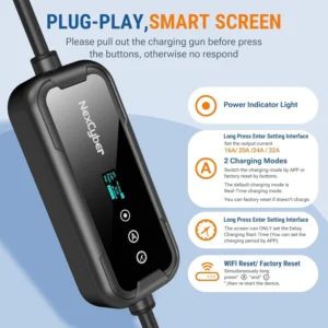 Level 2 EV Charger 32Amp with WiFi APP/Plug-Play, 240V NEMA 14-50P Plug, 25FT Cable with ETL Certified, Portable Electric Vehicle Charging Stations EVSE J1772 Connector (32) view 5