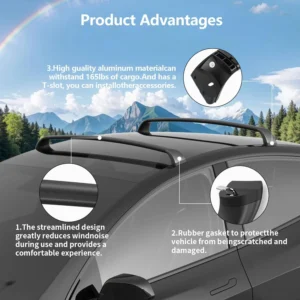 Lockable Roof Rack Crossbars for Tesla Model Y 2020-2024 | No Drill Noiseless Aluminum Cargo Bars | Luggage Kayak Bike Ski Roof Rack Carrier view 2