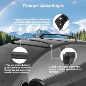 Lockable Roof Rack Crossbars for Tesla Model Y 2020-2024 | No Drill Noiseless Aluminum Cargo Bars | Luggage Kayak Bike Ski Roof Rack Carrier