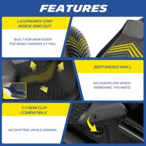 Michelin Vehicle Mat, All-Weather TPE Custom Fit Liner for Tesla Cybertruck Floor Mats 2025-2027 (6 Piece), Premier B view 6