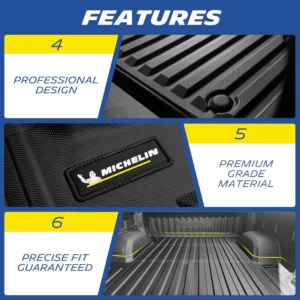 Michelin Vehicle Mat, All-Weather TPE Custom Fit Liner for Tesla Cybertruck Floor Mats 2025-2027 (6 Piece), Premier B view 7