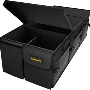 MIKKUPPA Car Trunk Organizer - 95L Collapsible Trunk Organizer with Lid, Sturdy Car Storage for SUV Auto Truck Van with Adjustable Straps and Non Slip Bottom (Black, XX-Large) view 1