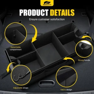 MIKKUPPA Car Trunk Organizer - 95L Collapsible Trunk Organizer with Lid, Sturdy Car Storage for SUV Auto Truck Van with Adjustable Straps and Non Slip Bottom (Black, XX-Large) view 3