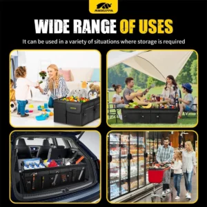 MIKKUPPA Car Trunk Organizer - 95L Collapsible Trunk Organizer with Lid, Sturdy Car Storage for SUV Auto Truck Van with Adjustable Straps and Non Slip Bottom (Black, XX-Large) view 6