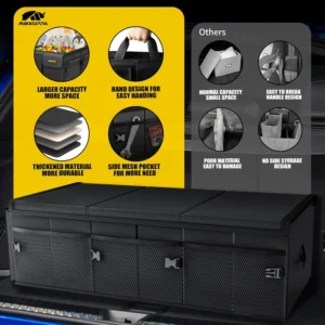MIKKUPPA Car Trunk Organizer - 95L Collapsible Trunk Organizer with Lid, Sturdy Car Storage for SUV Auto Truck Van with Adjustable Straps and Non Slip Bottom (Black, XX-Large) view 7