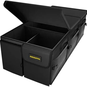 MIKKUPPA Car Trunk Organizer - 95L Collapsible Trunk Organizer with Lid, Sturdy Car Storage for SUV Auto Truck Van with Adjustable Straps and Non Slip Bottom (Black, XX-Large)