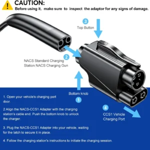 NACS to CCS Adapter, Tesla Supercharger to CCS1 Charger Adapter, Max 500A 1000V Fast Charging Compatible with CCS1 Electric Vehicle Ford Ford GM Rivian Volvo view 3