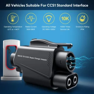 NACS to CCS Adapter, Tesla Supercharger to CCS1 Charger Adapter, Max 500A 1000V Fast Charging Compatible with CCS1 Electric Vehicle Ford Ford GM Rivian Volvo