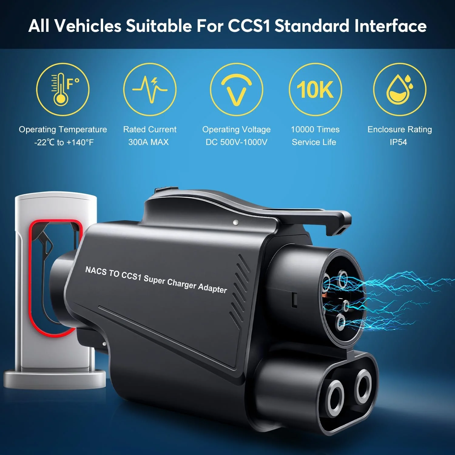 NACS to CCS Adapter, Tesla Supercharger to CCS1 Charger Adapter, Max 500A 1000V Fast Charging Compatible with CCS1 Electric Vehicle Ford Ford GM Rivian Volvo