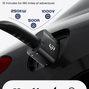 NACS to CCS1 Adapter - 250kW DC Fast Charging (1000V/500A) for Tesla Supercharger V3/V4 - Compatible with Ford, GM, Rivian R1T/R1S & Hyundai/Kia/Volvo EVs - IP54 Weatherproof view 3