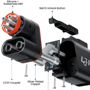 NACS to CCS1 Adapter - 250kW DC Fast Charging (1000V/500A) for Tesla Supercharger V3/V4 - Compatible with Ford, GM, Rivian R1T/R1S & Hyundai/Kia/Volvo EVs - IP54 Weatherproof view 4