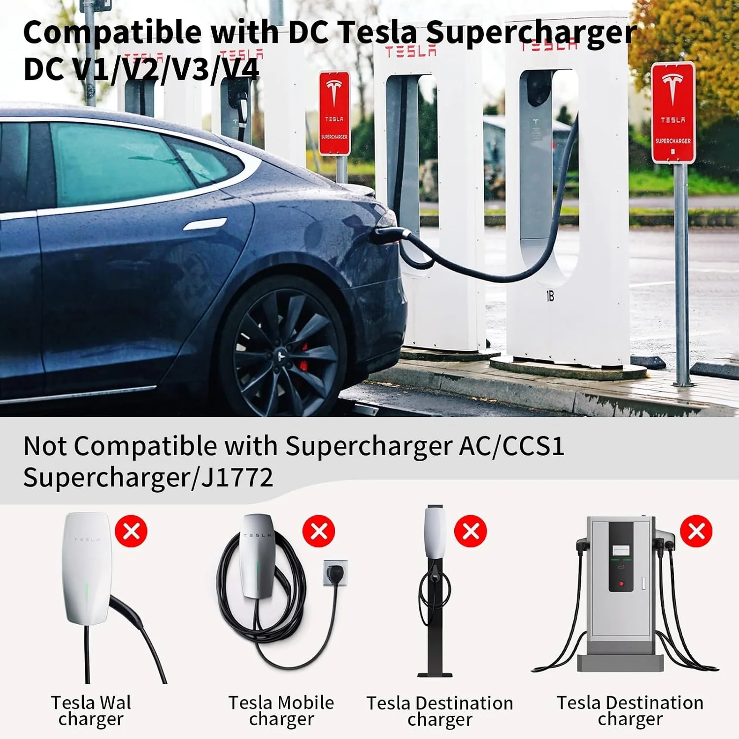 Wide Range of Compatible EVs for NACS to CCS1 Adapter