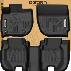 OEDRO Floor Mats Compatible with 2015-2020 Honda Fit EX/EX-L/LX/Sport, TPE All-Weather Custom Fit Floor Liners for Honda Fit, 1st & 2nd Row Car Mats Set Accessories, Black view 1