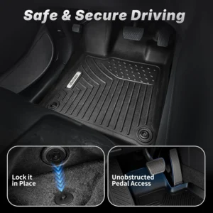 OEDRO Floor Mats Compatible with 2015-2020 Honda Fit EX/EX-L/LX/Sport, TPE All-Weather Custom Fit Floor Liners for Honda Fit, 1st & 2nd Row Car Mats Set Accessories, Black view 2