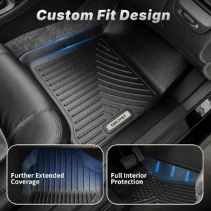 OEDRO Floor Mats Compatible with 2015-2020 Honda Fit EX/EX-L/LX/Sport, TPE All-Weather Custom Fit Floor Liners for Honda Fit, 1st & 2nd Row Car Mats Set Accessories, Black view 3