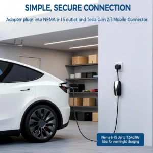 Premium Adapter for Tesla Gen 2/Gen3 Mobile Charger | Connect to 240V Outlet | 12 Amp Charging | 10 Inch Length (NEMA 6-15) view 4