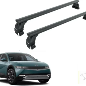 Roof Rack Cross Bars for Hyundai Ioniq 5 (2022–2025) – Fits Bare/Normal Roof Clamp-On Style, 330 lbs Capacity, Aluminum T-Slot Bars, Lockable, Heavy-Duty No-Drill Installation (Black, 2qty) view 1