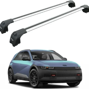 Roof Rack Cross Bars for Hyundai Ioniq 5 (2025–Up) – Fits Flush/Integrated Roof Rails, Rail-Clamp Mount, 330 lbs Capacity, Aluminum T-Slot Bars, Lockable, Heavy-Duty No-Drill Installation (Silver) view 1