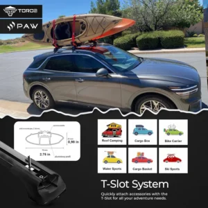 Roof Rack Cross Bars for Hyundai Ioniq 5 (2025–Up) – Fits Flush/Integrated Roof Rails, Rail-Clamp Mount, 330 lbs Capacity, Aluminum T-Slot Bars, Lockable, Heavy-Duty No-Drill Installation (Silver) view 7