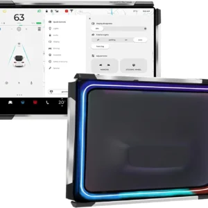 Screen Ambient Light for Tesla Model 3(2017~2023) & Model Y(2020~2024) Interior Lighting Screen Metal Protector case (Silver) view 1