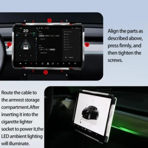 Screen Ambient Light for Tesla Model 3(2017~2023) & Model Y(2020~2024) Interior Lighting Screen Metal Protector case (Silver) view 4