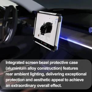 Screen Ambient Light for Tesla Model 3(2017~2023) & Model Y(2020~2024) Interior Lighting Screen Metal Protector case (Silver) view 6