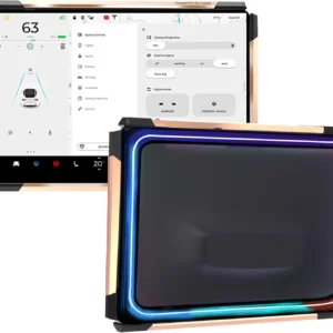 Screen Ambient Light for Tesla Model 3(2017~2023) & Model Y(2020~2024) Interior Lighting Screen Metal Protector case (Silver) view 7
