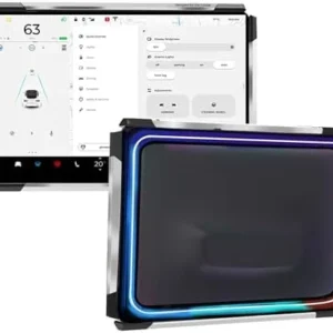 Screen Ambient Light for Tesla Model 3(2017~2023) & Model Y(2020~2024) Interior Lighting Screen Metal Protector case (Silver)