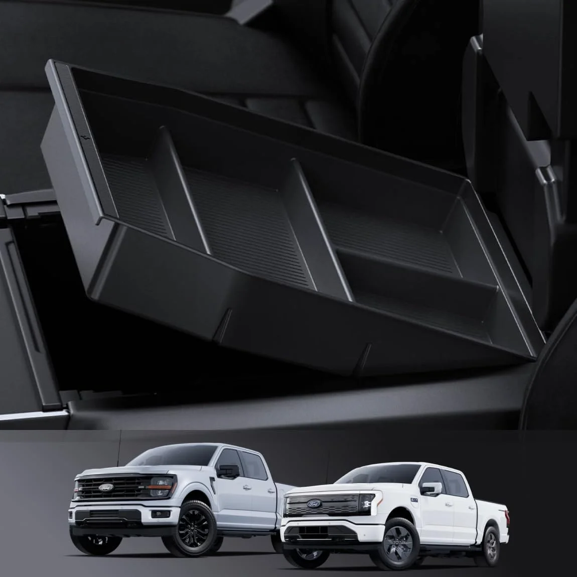 Spigen Armrest Organizer Tray installed in Ford F-150 console