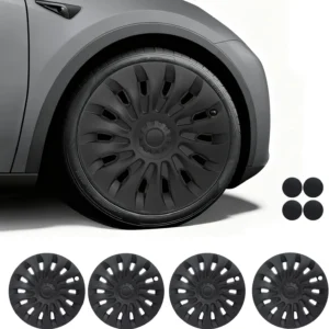 Tesla Highland Wheel Cover,Hubcaps 18 inch,Matte Black ABS Symmetry Design Compatible with Tesla Model 3 Highland 2024 2025 Photon Wheel view 1
