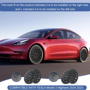 Tesla Highland Wheel Cover,Hubcaps 18 inch,Matte Black ABS Symmetry Design Compatible with Tesla Model 3 Highland 2024 2025 Photon Wheel view 6