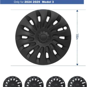 Tesla Highland Wheel Cover,Hubcaps 18 inch,Matte Black ABS Symmetry Design Compatible with Tesla Model 3 Highland 2024 2025 Photon Wheel view 7