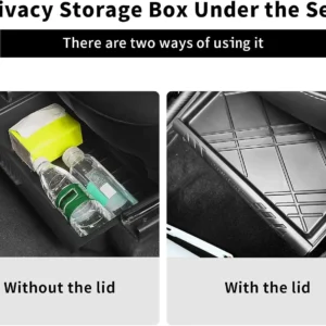 Tesla Model Y Under Seat Storage Box Organizer 2 Pack Hidden Tray Underseat Bins with Lid Fit Tesla Model Y 2020-2024 Model Y Accessories view 3