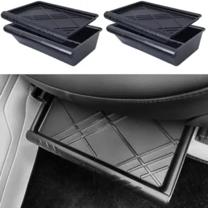 Tesla Model Y Under Seat Storage Box Organizer 2 Pack Hidden Tray Underseat Bins with Lid Fit Tesla Model Y 2020-2024 Model Y Accessories view 7