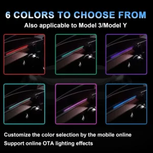 Tesla Smart Blind Spot Detection Ambient Lighting for Tesla Model 3 Highland, Plug-and-Play, Custom Color Modes Dynamic Safety Alerts & Driving Mode Effects Neon Light Kit view 5