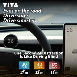 TITA HUD Pro Head Up Display for Tesla Model 3/Y 2022-2026 (Highland/Juniper), Real-Time Speed & Driving Data, 1.8" LCD Screen, Magnetic Charging Mount, Customizable UI, OTA Updates view 2
