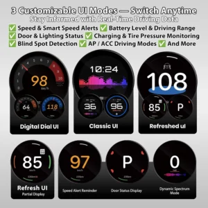 TITA HUD Pro Head Up Display for Tesla Model 3/Y 2022-2026 (Highland/Juniper), Real-Time Speed & Driving Data, 1.8" LCD Screen, Magnetic Charging Mount, Customizable UI, OTA Updates view 3