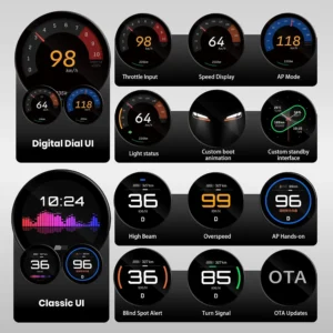 TITA HUD Pro Head Up Display for Tesla Model 3/Y 2022-2026 (Highland/Juniper), Real-Time Speed & Driving Data, 1.8" LCD Screen, Magnetic Charging Mount, Customizable UI, OTA Updates view 4
